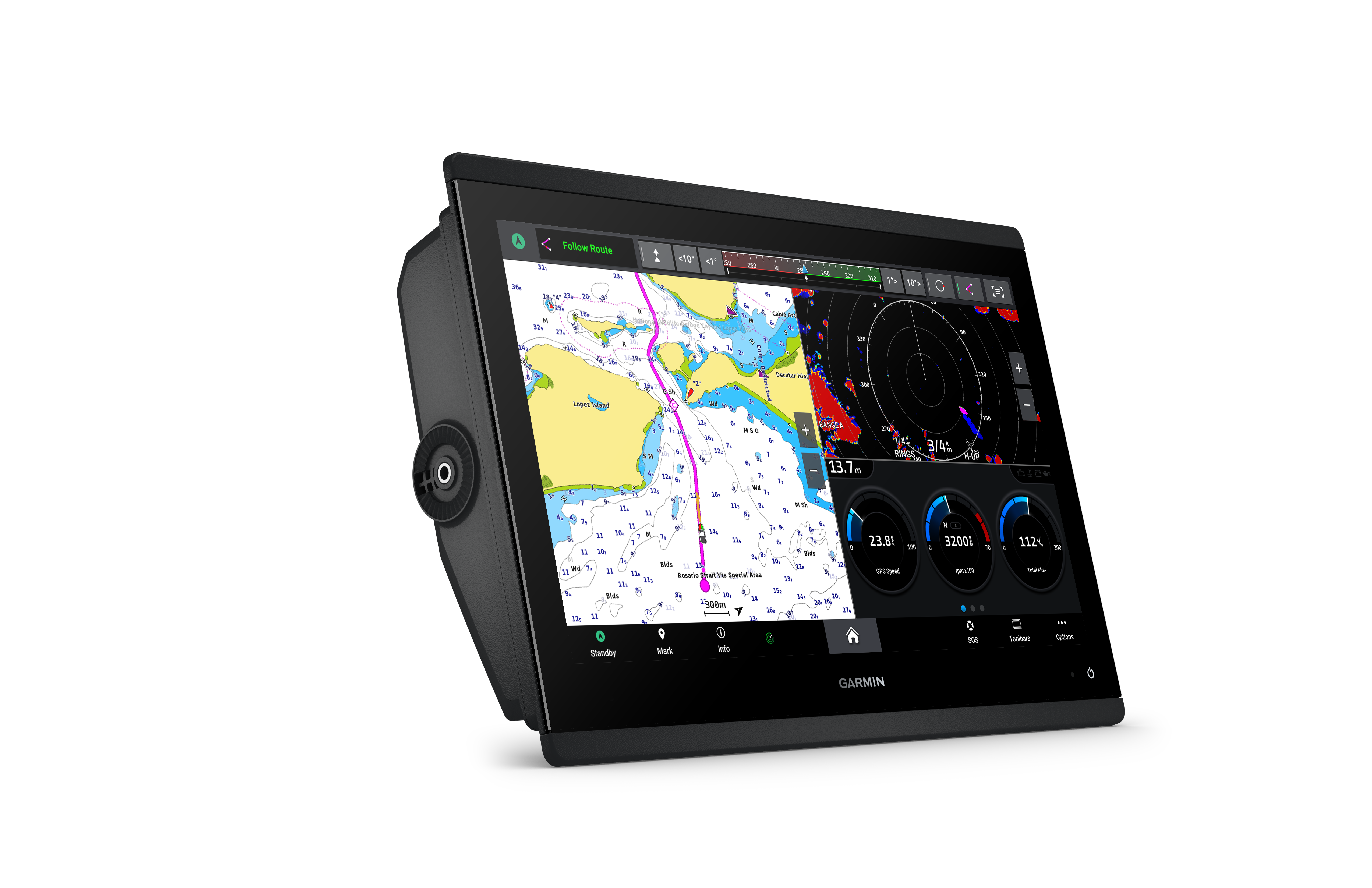 GPSMAP® 1623xsv SideVü, ClearVü and Traditional chirp sonar with global background map