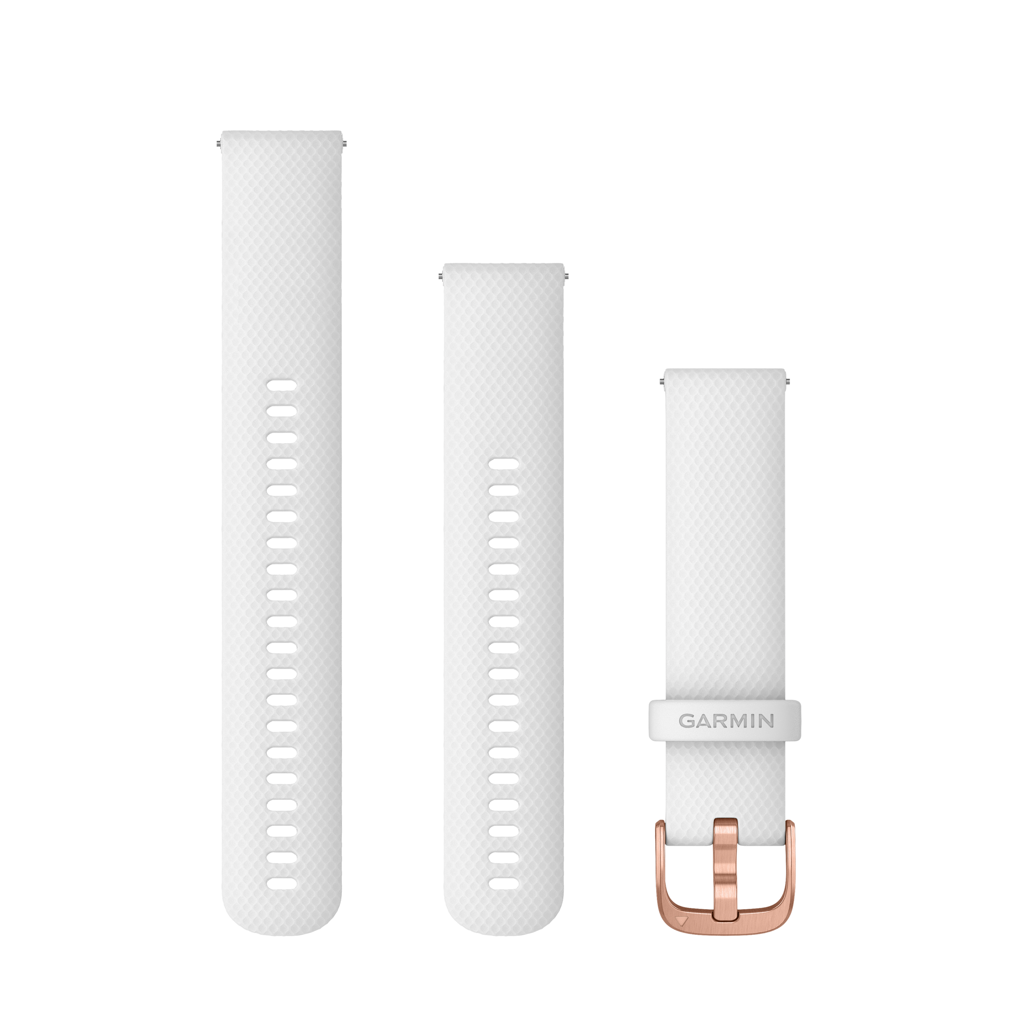 Garmin-Schnellverschlussgurte (20 mm), Weiß, Roségold-Hardware