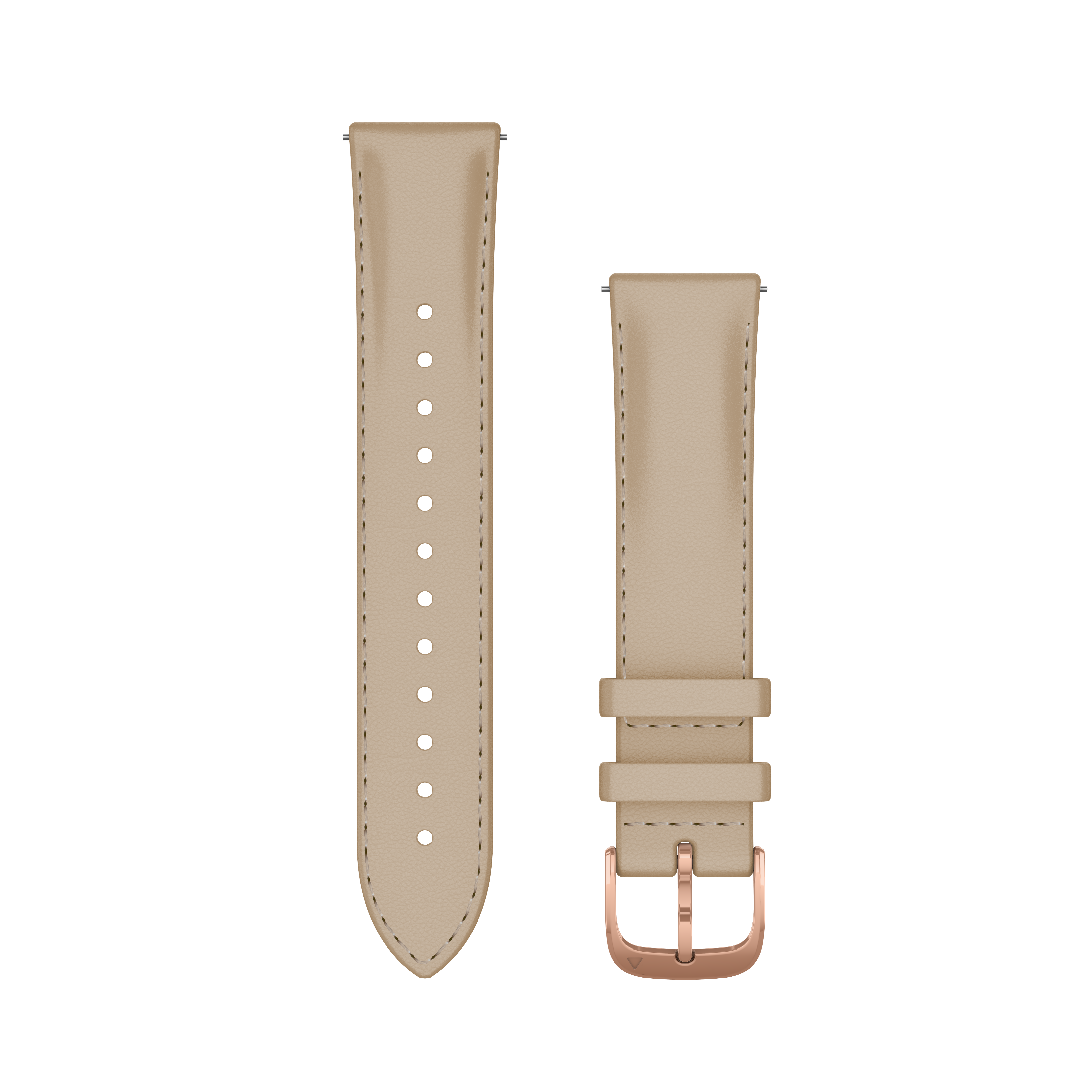 Garmin-Schnellverschlussbänder (20 mm), italienisches Leder in hellem Sand, 18-karätige Roségold-PVD-Hardware