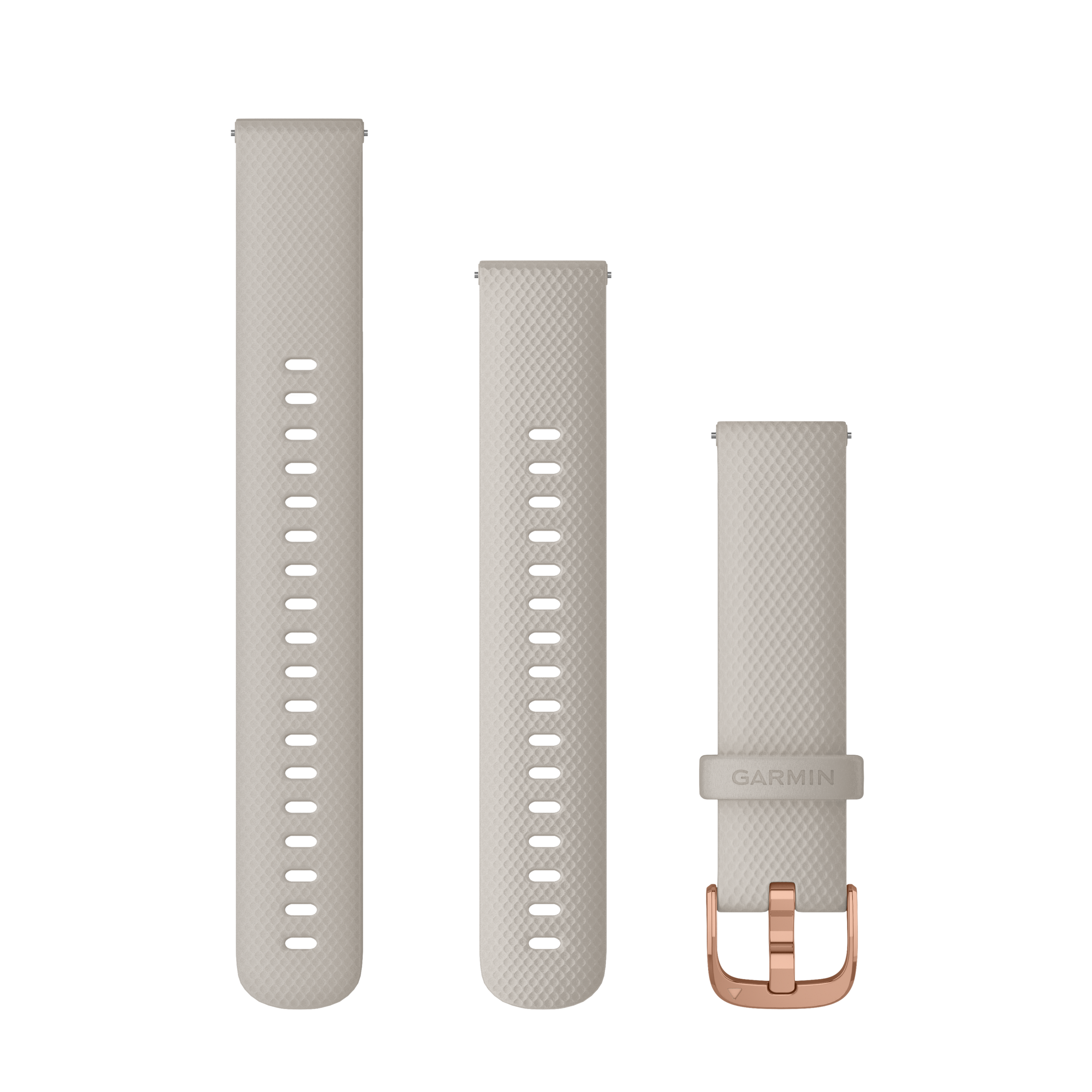 Garmin Quick Release-rem, lys sand silikone med hardware i rosaguld-tone
