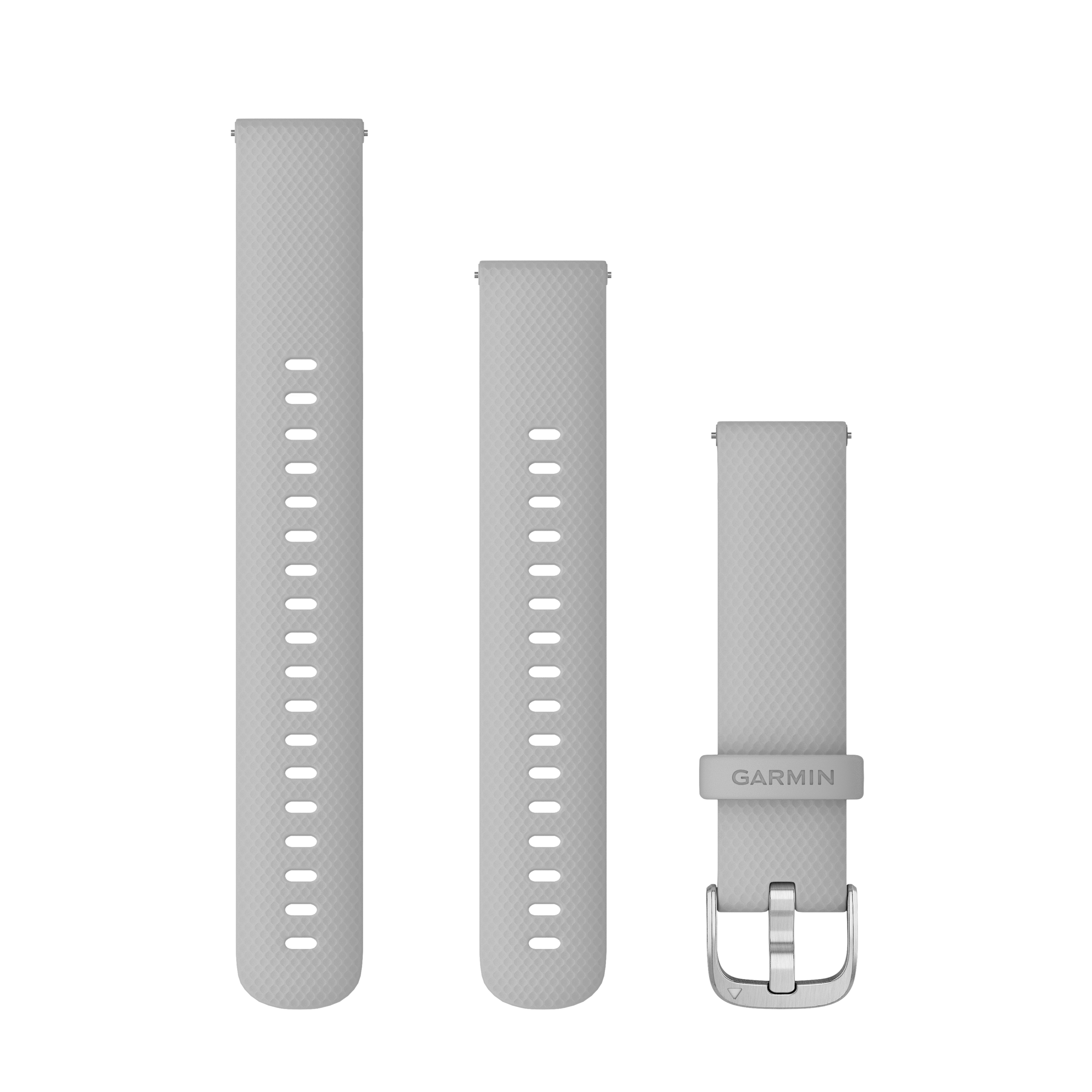 Garmin-Schnellverschlussgurte (18 mm), Nebelgrau, silberne Hardware