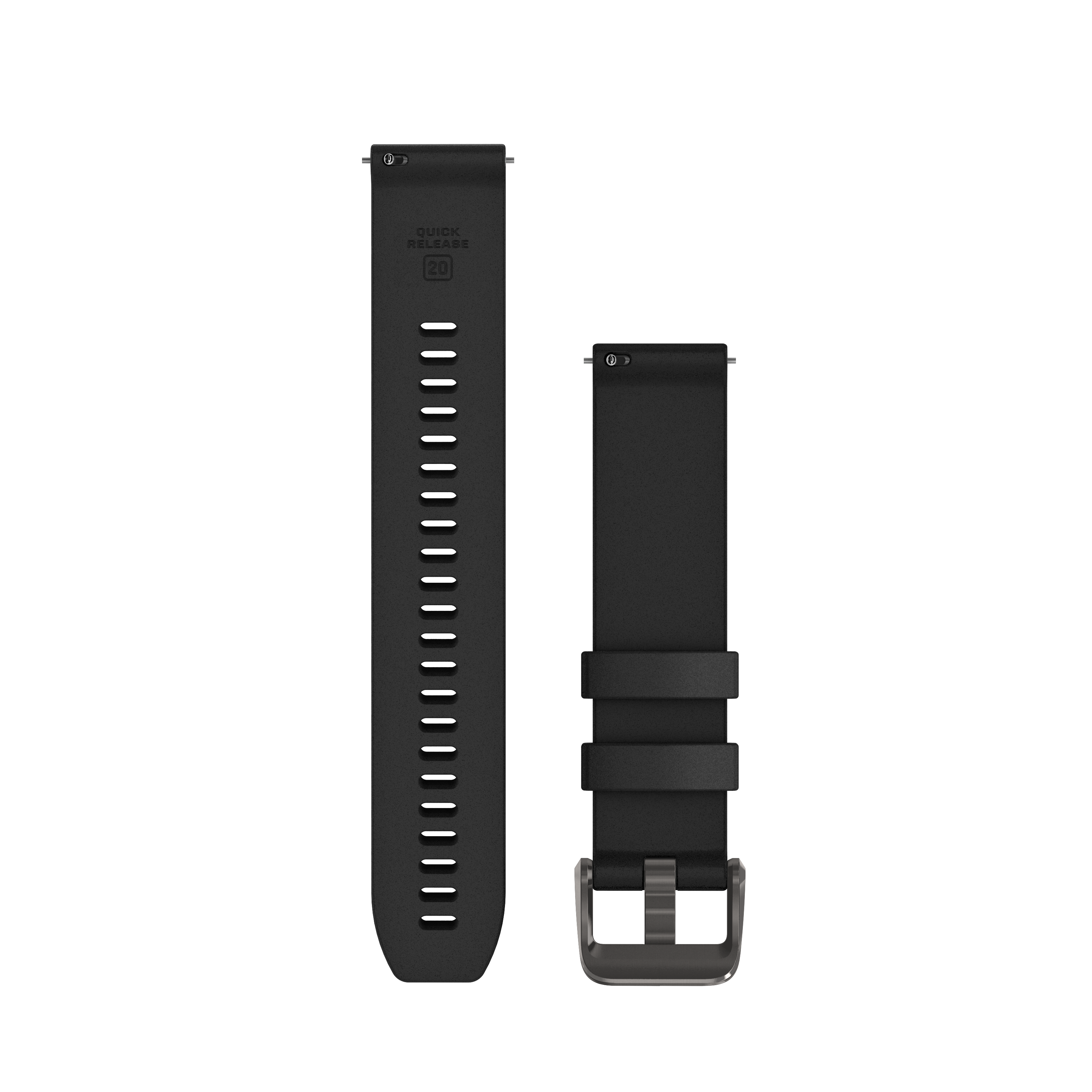 Garmin Quick Release Straps (20mm), Black, Gunmetal hardware