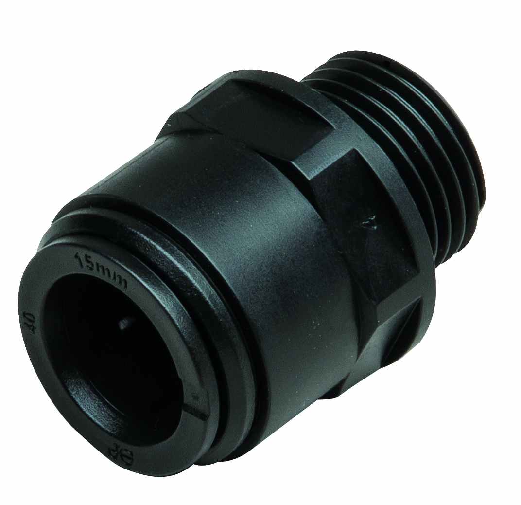Quick kobling 1/2" gevind ø 15mm, john guest