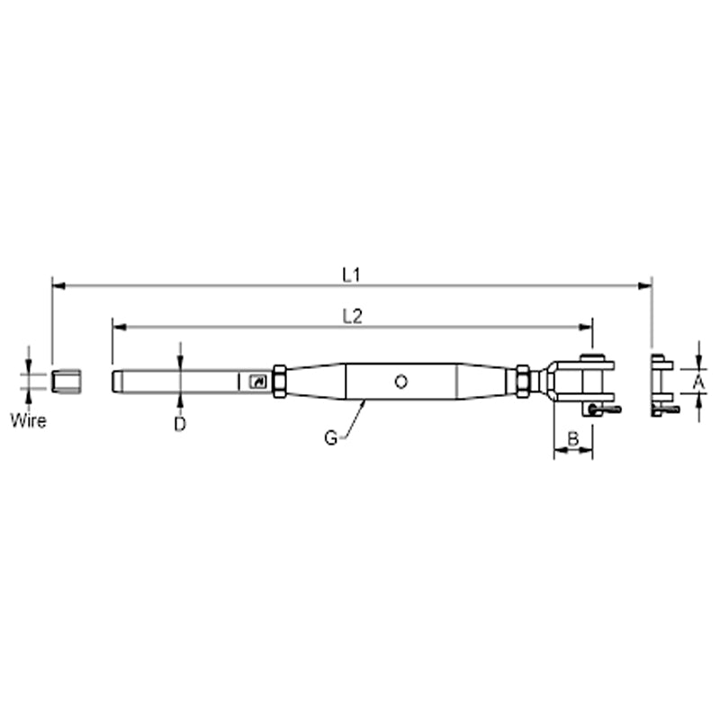 Vantskrue rustfri UNF gaffel/terminal BW