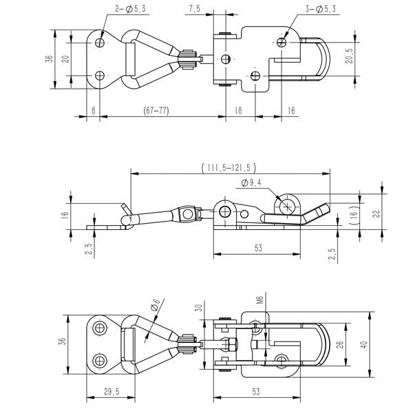 1852 Spændeoverfald med låsebeslag, AISI 316