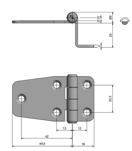 Hinge 37x49.5x18 H-20