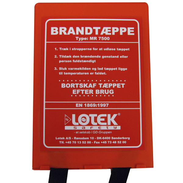 Fire blanket 1.20x1.8m in box, Danish text EN 1869 approved