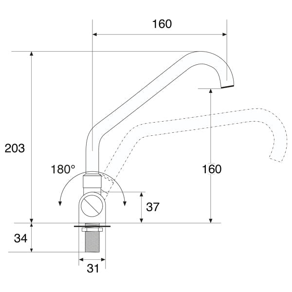 Single faucet chromed for foot pump BR0100