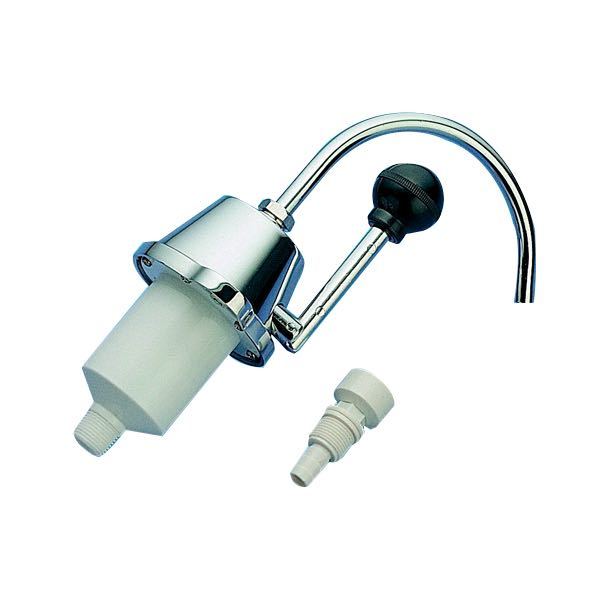Chrome-plated faucet with hand pump