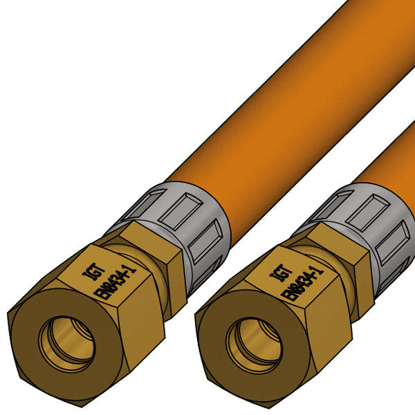 Gas hose 1.2m 1/4" to 8mm pipe connection blister