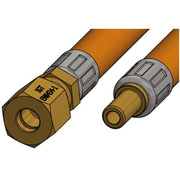 Gasschlauch 1,2 m, Enden: Ø8 mm Rohr + 8 mm Bolzenblister