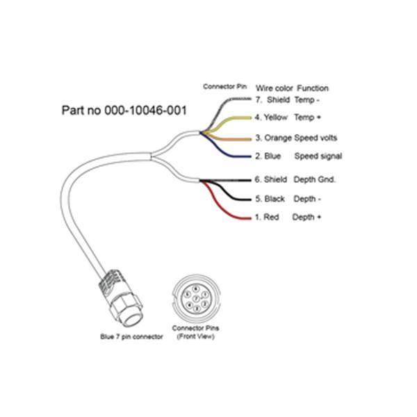 Transducer cable with blue 7-P connector - loose wires