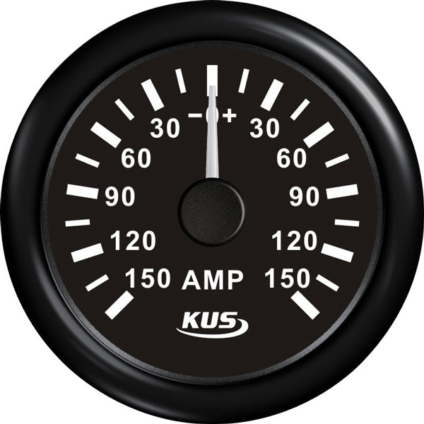 KUS Amperemeter Sort m/150A Shunt 12/24V