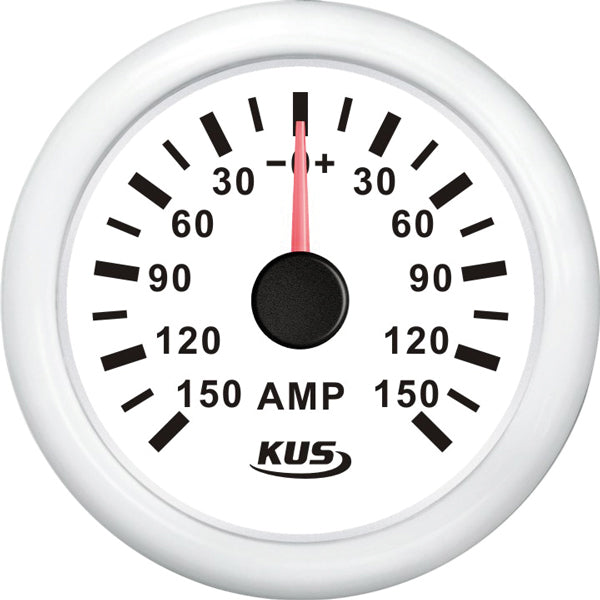 KUS Amperemeter Hvid m/150A Shunt 12/24V