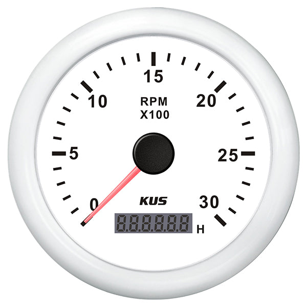KUS Omdr.tæller Diesel 0-3000 Hvid 12/24