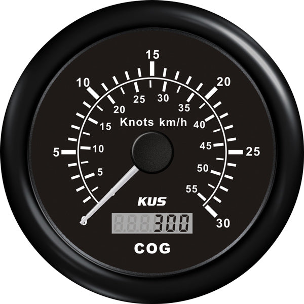 KUS GPS Geschwindigkeit 0-60 Knoten Schwarz 12/24V