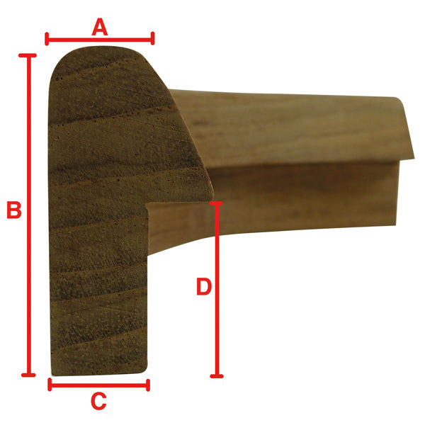 Teak molding angle 50/90 outside