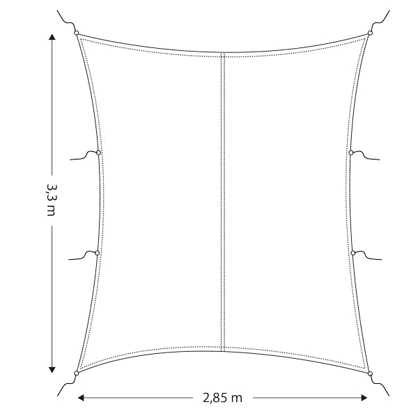 Sonnensegel 2,85 x 3,30 mtr. rechteckig