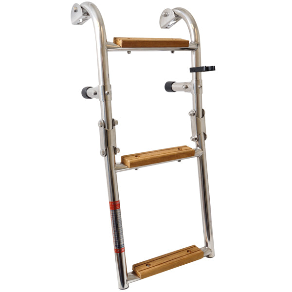 Bathing ladder 2+1 RF steel with 3 teak steps