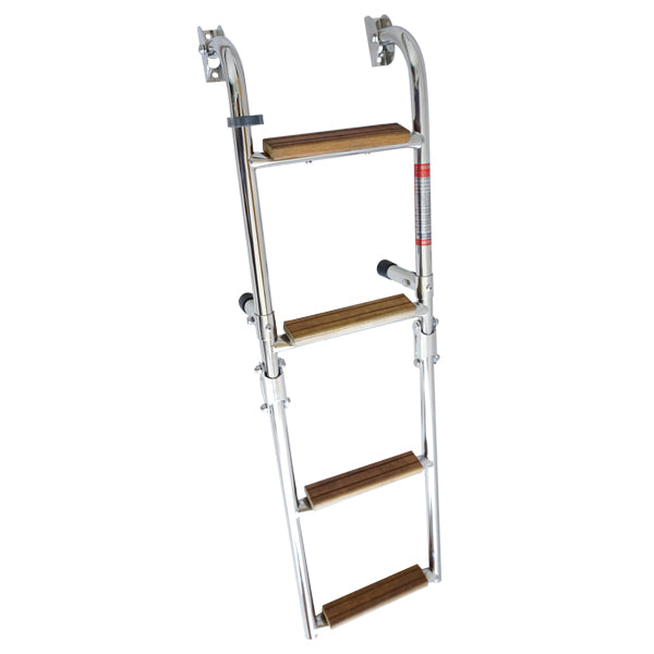 Bathing ladder 2+2 RF steel with 4 teak steps