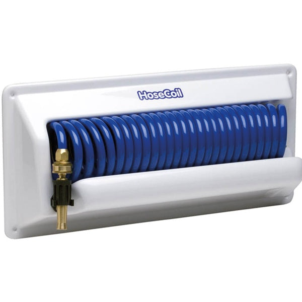Hosecoil flush hose kit attachment horizontally