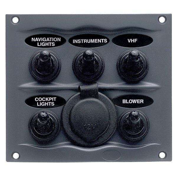 BEP Stænktæt el-panel med kontakter og el-udtag, 12V/24V