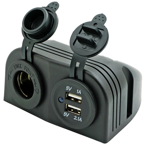 Schalttafel mit doppeltem USB-Anschluss und Zigarrensteckdose