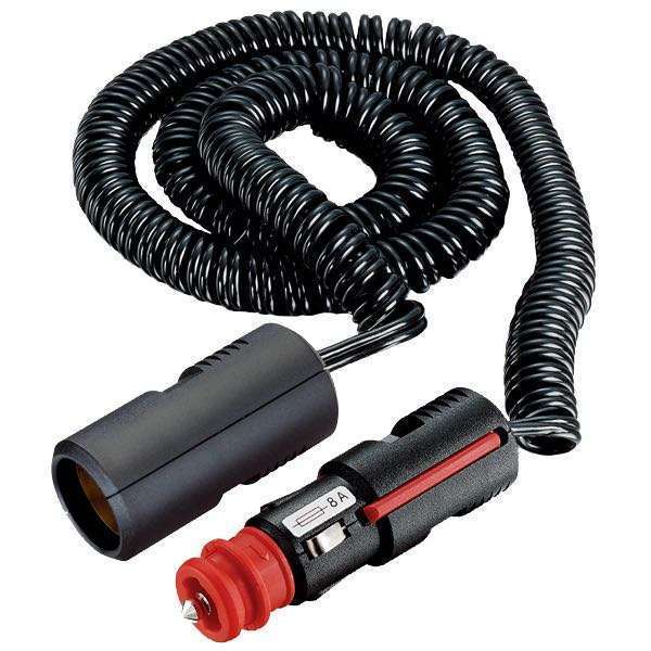 Universal plug with spiral cord 0.6 - 3m and large outlet