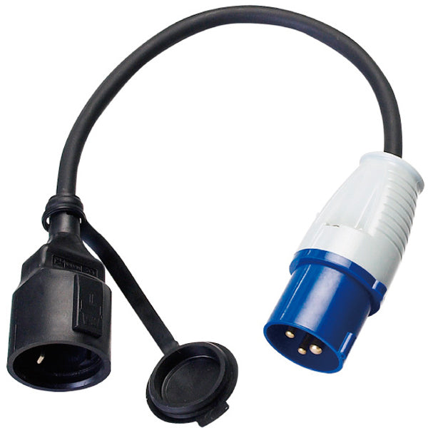CEE 220 V Stecker auf normale Buchse – 0,50 m Kabel 2,5 kV