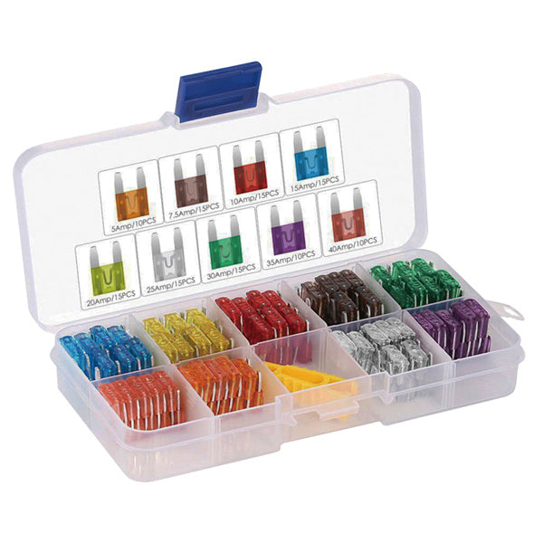 Bladsikrings sortiment 50 stk. 3, 5, 7,5, 10, 15, 20, 25Amp