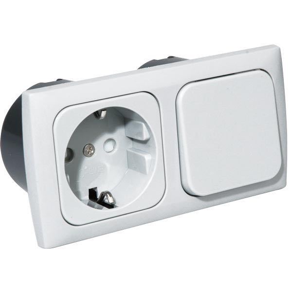 Einbaustecker 220V mit Schalter komplett weiß