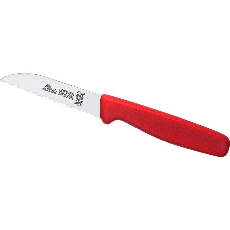 Rensekniv rustfri m/bølgeskær og rødt skaft Nr. 815