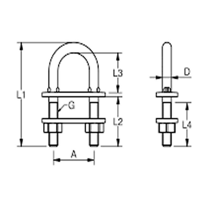 Bow brace "U" rf 12 x 80 mm Breakage 5100 kg 1 pc. BW 341280