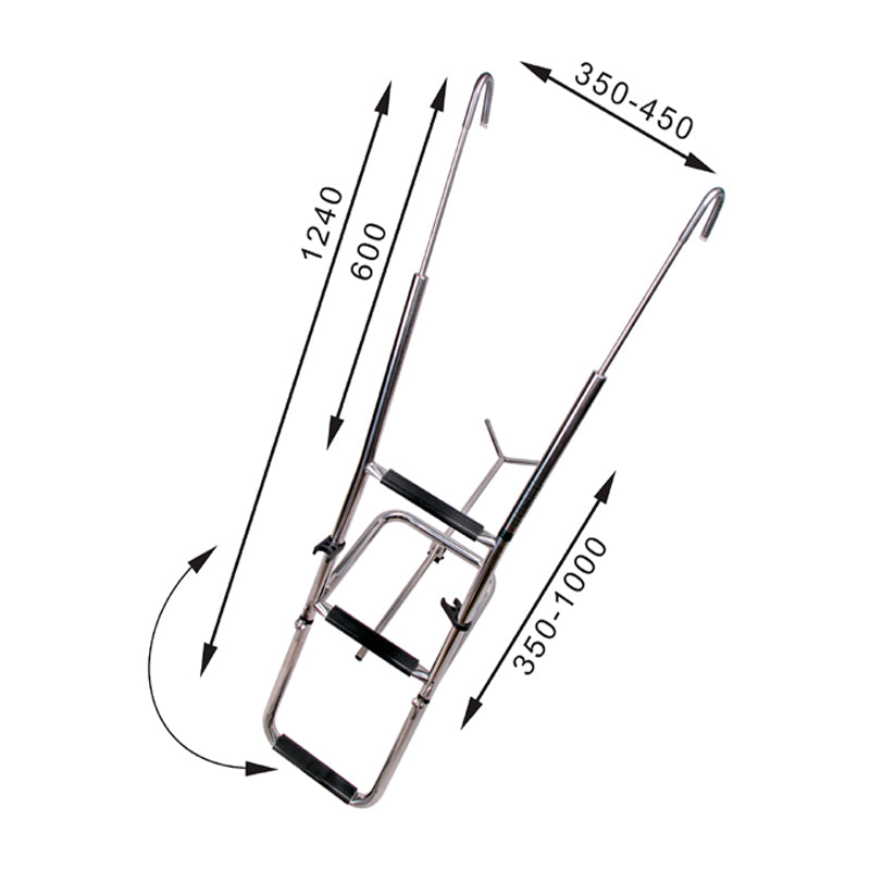 Bow ladder 3+1 step L. 740/1240mm