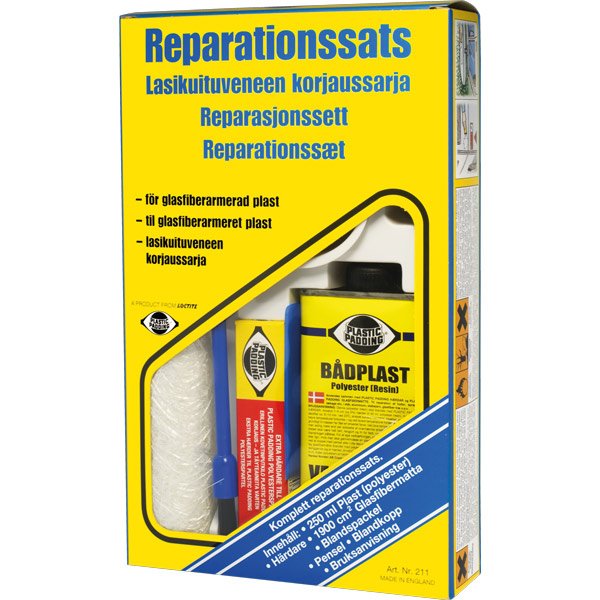 Plastic Padding Repair Kit 250ml 20 x 90cm fiberglass tissue