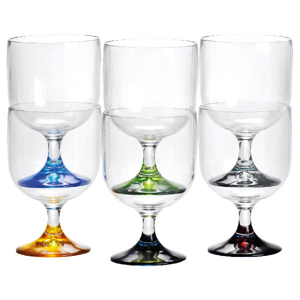 MB Vin glas med farvet bund, stablebar Ø7cm 200 ml. 6stk