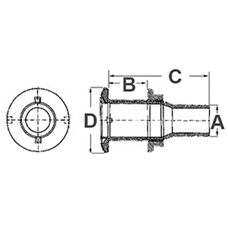 Bodenstopfen Weißes Nylon f/Ø:36 mm Lgd. 95 mm