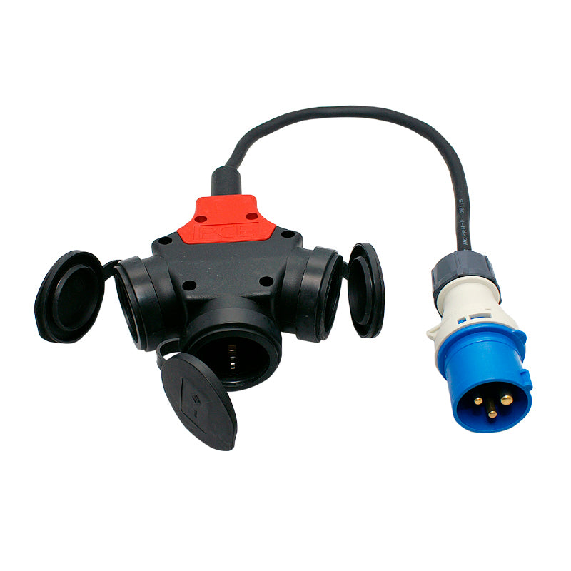 Adapterkabel CEE-Stecker - 3 Schuko-Buchsen