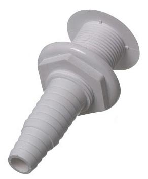 Skroggennemføring hvid nylon lige