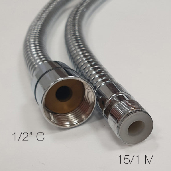 1.5 mtr. krom slange 1/2"f-15/1m