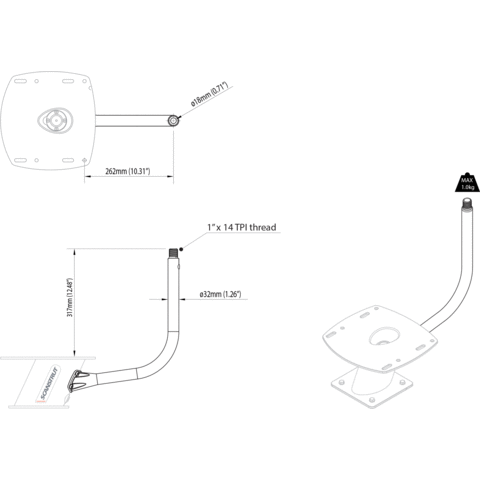 Scanstrut APT‐GPS‐01 Central GPS / VHF Antenna Bar