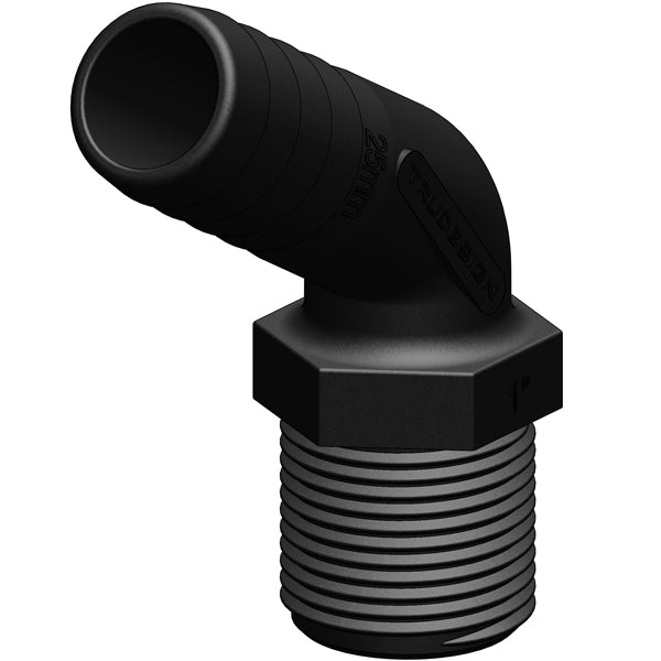 Trudesign Hose connector 120° composite black 1 1/2" 38mm