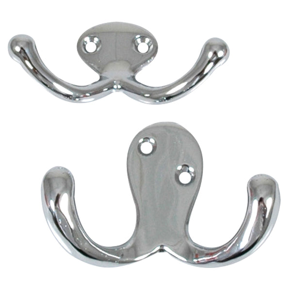 Brass chrome hook double small