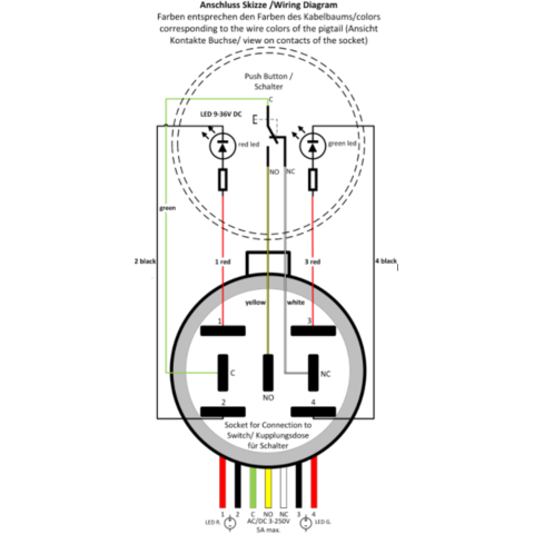Push switch locking with one LED without icon