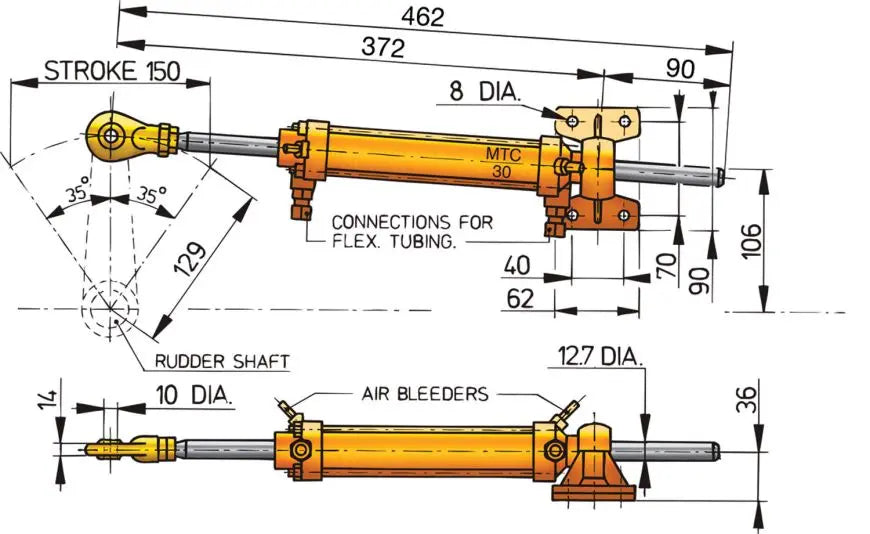 Cylinder type MTC30, for tube D 8mm
