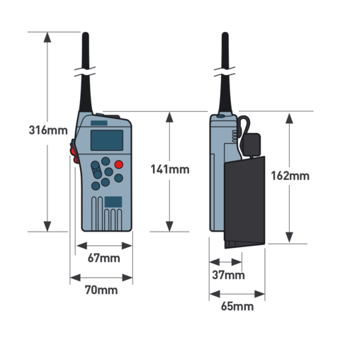 Ocean Signal SafeSea V100 GMDSS VHF Radio with "headset plug", Extra Battery and Charging Station 720S-00632