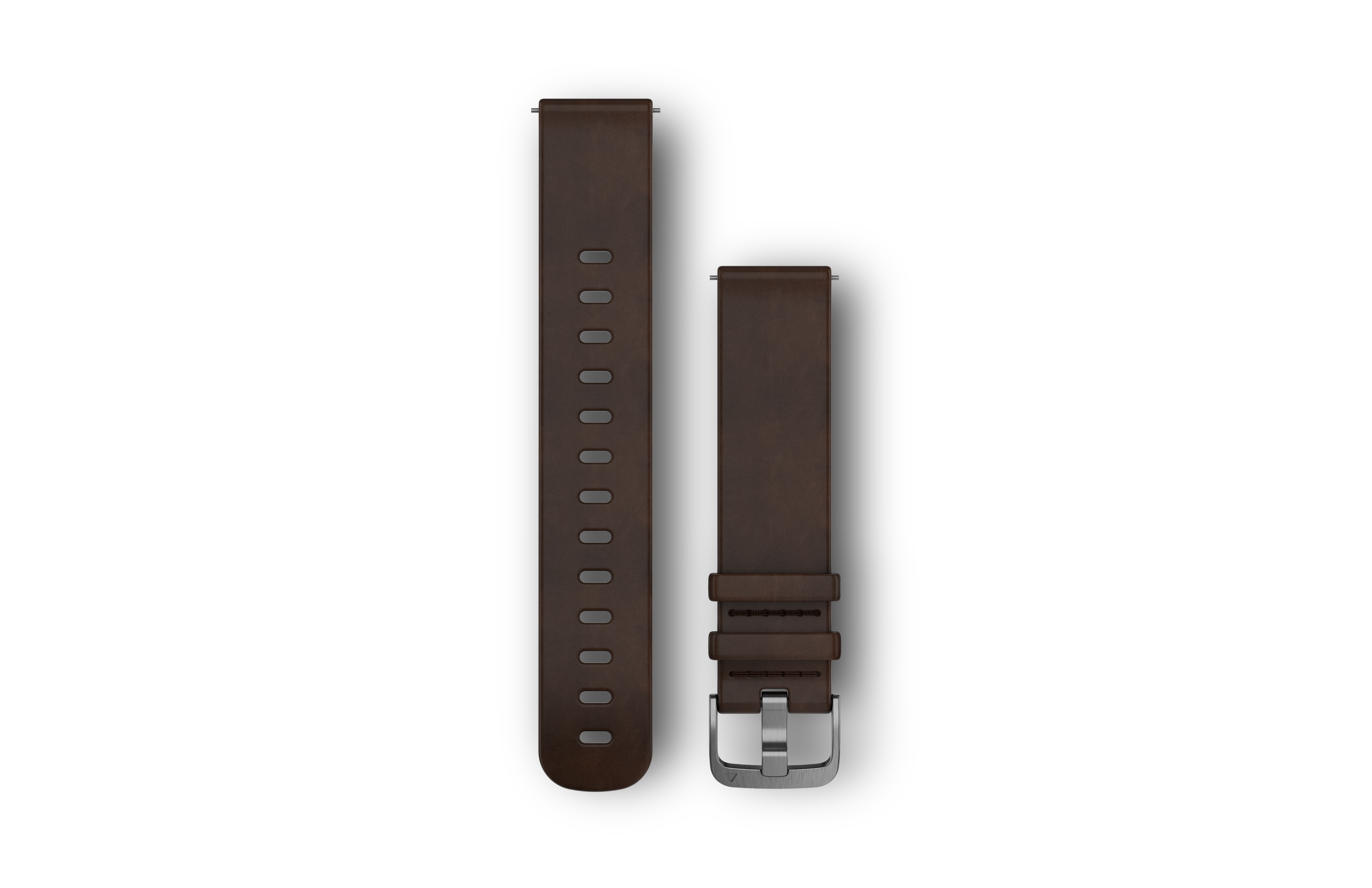 Garmin Quick Release Straps (20mm), Dark Brown Leather, Silver Hardware