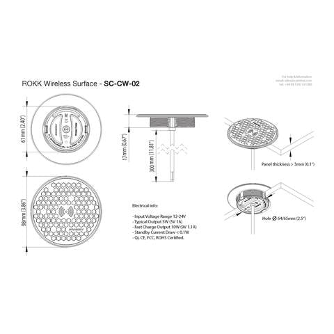 Scanstrut SC-CW-02 ROKK Charge Wireless Unterputzmontage