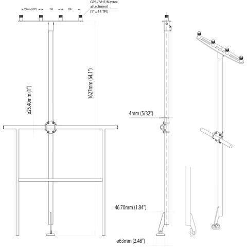 Scanstrut TP-01 Pole Mount T-Pole 1,5m
