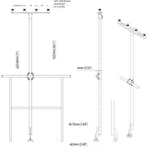 Scanstrut TP-01 Masthalterung für bis zu 4 GPS-/UKW-Antennen